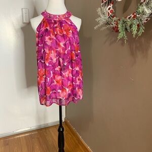 AA FLORAL TUNIC WITH BEADED COLLAR SIZE SMALL